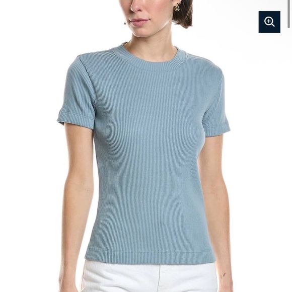 Vince Light Blue Ribbed Short Sleeve Tee - Picture 1 of 6
